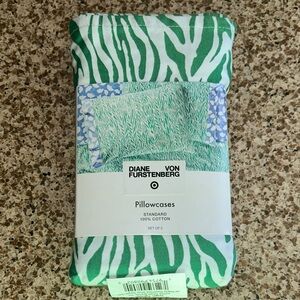 Diane Von Furstenberg Green and White Zebra Print Pillowcases